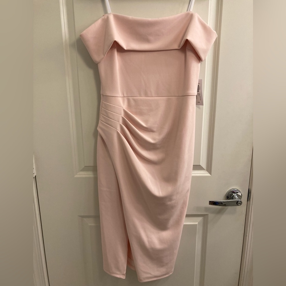 Pink Off-Shoulder Fitted Dress NWT